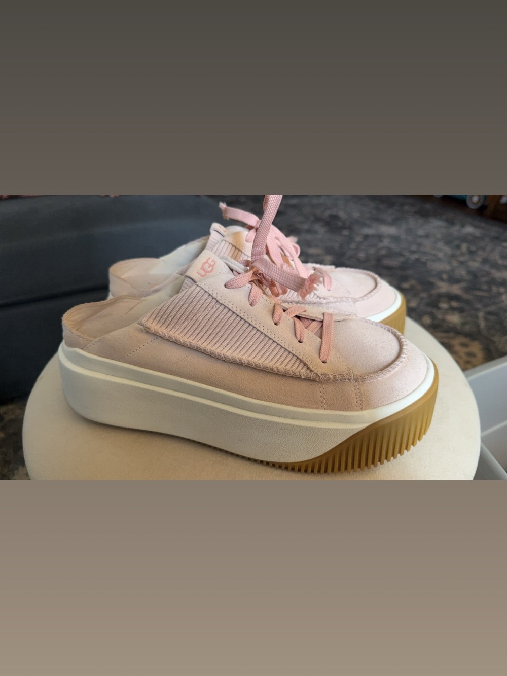 UGG Pink Platform Mule Sneakers with Gum Sole